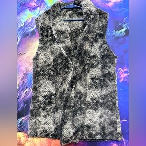 Sleeveless Plush Faux Fur Vest in Charcoal Gray Light Gray by Benjamin Jay